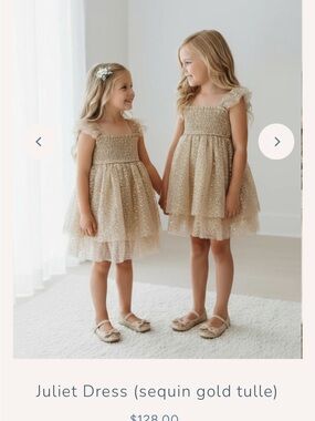 Girls' Gold Sequin Tulle Party Dress